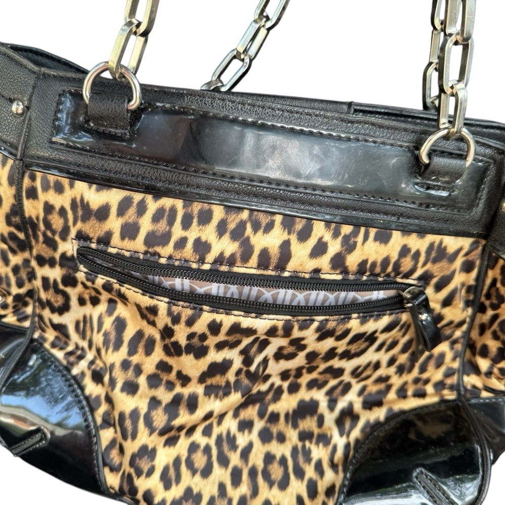 Jennifer Lopez Leopard Print Shoulder Bag with Black Accents